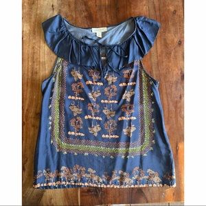 Blue, silk blouse from Anthropologie.  Size 12